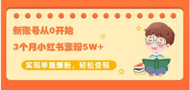 新账号从0开始3个月小红书涨粉5W+实现单篇爆粉，轻松变现（干货）-知创网