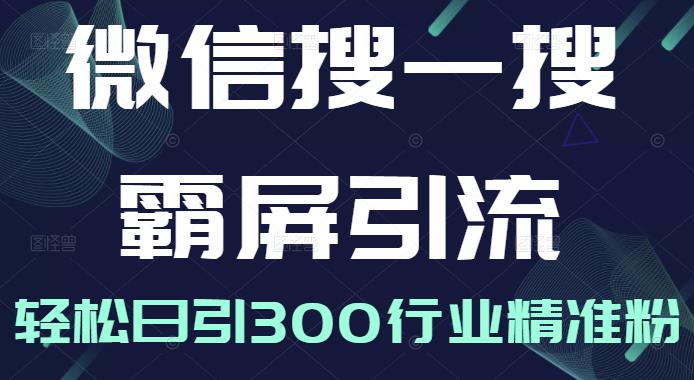 微信搜一搜霸屏引流课，打造被动精准引流系统，轻松日引300行业精准粉【无水印】-知创网