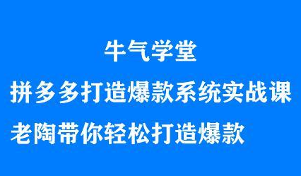 牛气学堂拼多多打造爆款系统实战课，老陶带你轻松打造爆款-知创网