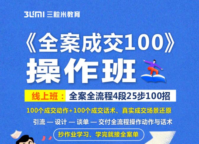 《全案成交100》全案全流程4段25步100招，操作班-知创网