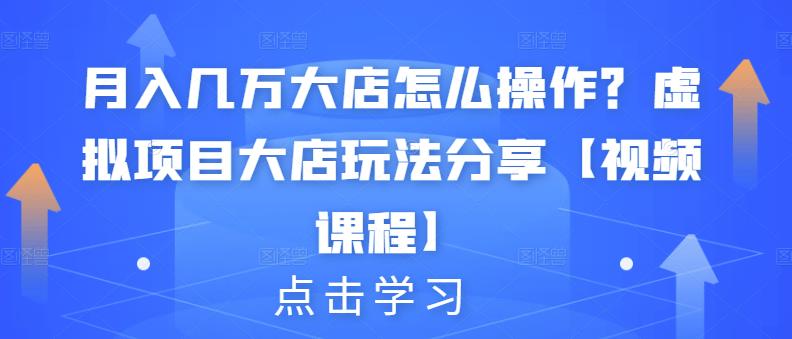 月入几万大店怎么操作？虚拟项目大店玩法分享【视频课程】-知创网