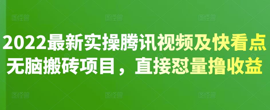 2022最新实操腾讯视频及快看点无脑搬砖项目，直接怼量撸收益-知创网