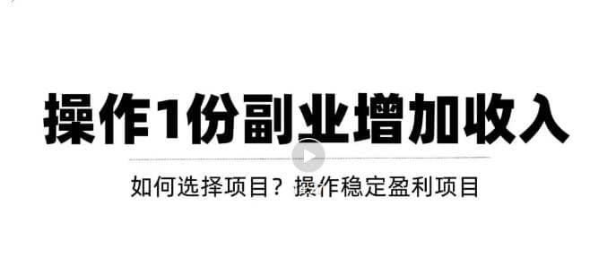 新手如何通过操作副业增加收入，从项目选择到玩法分享！【视频教程】-知创网