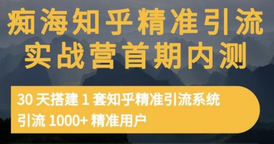 痴海知乎精准引流实战营1-2期，30天搭建1套知乎精准引流系统，引流1000+精准用户-知创网