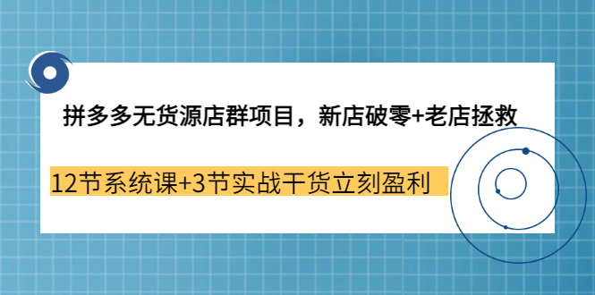 拼多多无货源店群项目，新店破零+老店拯救 12节系统课+3节实战干货立刻盈利-知创网