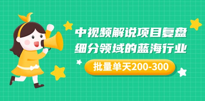 某付费文章：中视频解说项目复盘：细分领域的蓝海行业 批量单天200-300收益-知创网