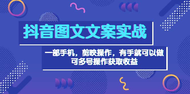 抖音图文毒文案实战：一部手机 剪映操作 有手就能做，单号日入几十 可多号-知创网