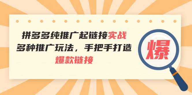 拼多多纯推广起链接实战：多种推广玩法，手把手打造爆款链接-知创网