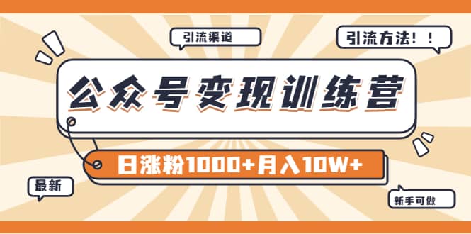 【某公众号变现营第二期】0成本日涨粉1000+让你月赚10W+（8月24号更新）-知创网