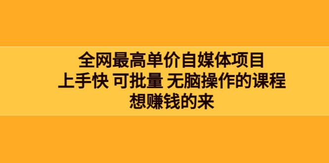 全网最单高价自媒体项目：上手快 可批量 无脑操作的课程，想赚钱的来-知创网