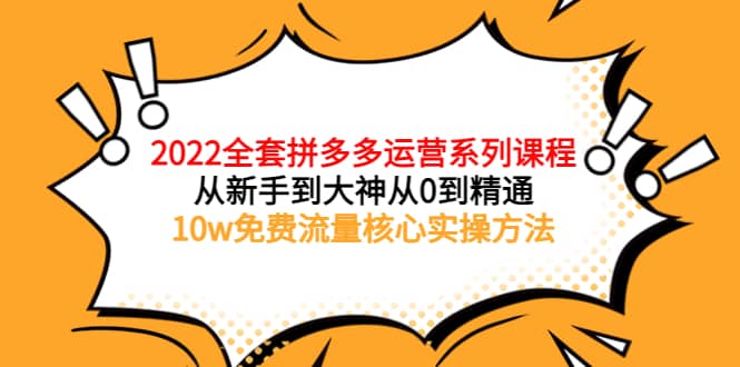 2022全套拼多多运营课程，从新手到大神从0到精通，10w免费流量核心实操方法-知创网