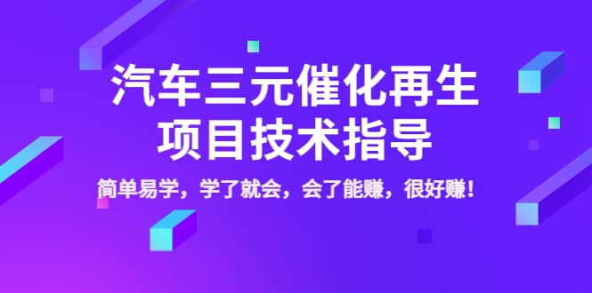 汽车三元催化再生项目技术指导，简单易学，学了就会，会了能赚，很好赚！-知创网