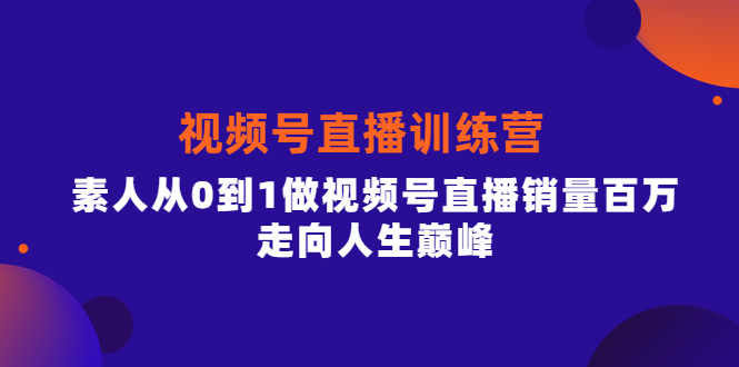 视频号直播训练营，素人从0到1做视频号直播销量百万，走向人生巅峰-知创网