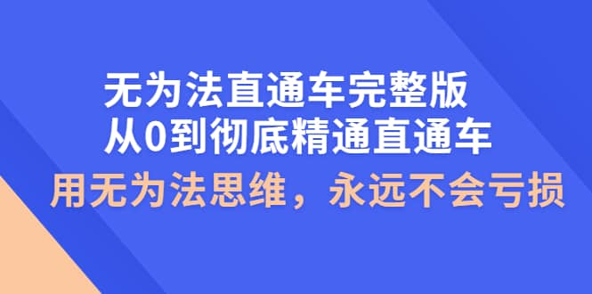 无为法直通车完整版：从0到彻底精通直通车，用无为法思维，永远不会亏损-知创网