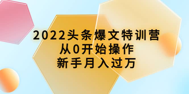 2022头条爆文特训营：从0开始操作，新手月入过万（16节课时）-知创网