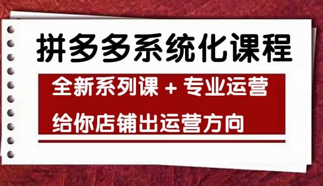 车神陪跑，拼多多系统化课程，全新系列课 专业运营给你店铺出运营方向-知创网