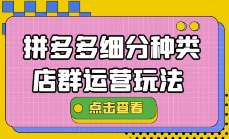 拼多多细分种类店群运营玩法3.0，11月最新玩法，小白也可以操作-知创网