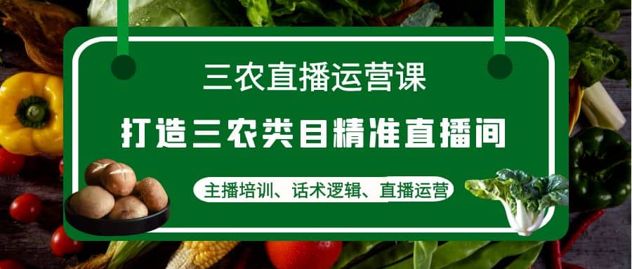 三农直播运营课：打造三农类目精准直播间，主播培训、话术逻辑、直播运营-知创网