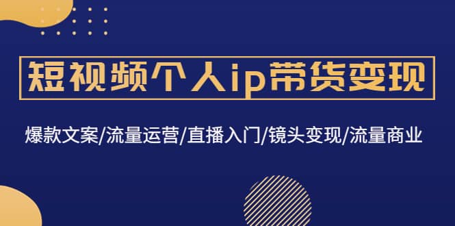 短视频个人ip带货变现：爆款文案/流量运营/直播入门/镜头变现/流量商业-知创网