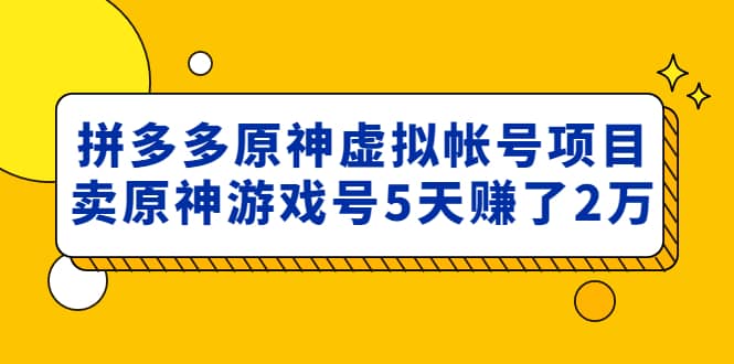 外面卖2980的拼多多原神虚拟帐号项目-知创网