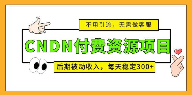 CNDN付费资源项目，不用引流，无需做客服，后期被动收入-知创网