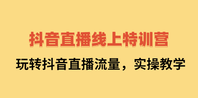 抖音直播线上特训营：玩转抖音直播流量，实操教学-知创网