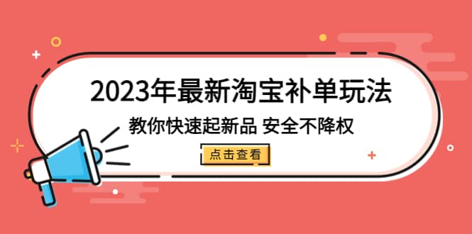 2023年最新淘宝补单玩法，教你快速起·新品，安全·不降权（18课时）-知创网