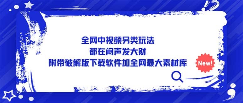 全网中视频另类玩法，都在闷声发大财，附带下载软件加全网最大素材库-知创网