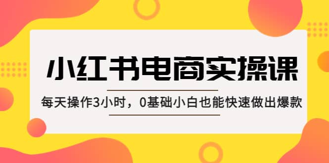 小红书·电商实操课：每天操作3小时，0基础小白也能快速做出爆款-知创网