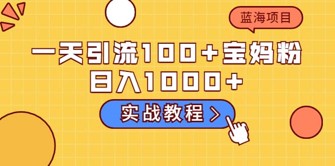 一天引流100+宝妈粉，日入1000+的蓝海项目（实战教程）-知创网