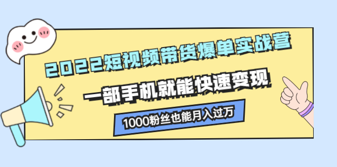 2022短视频带货爆单实战营，一部手机就能快速变现-知创网