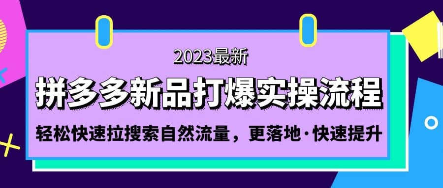 拼多多-新品打爆实操流程：轻松快速拉搜索自然流量，更落地·快速提升-知创网