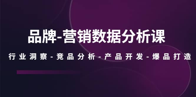 品牌-营销数据分析课，行业洞察-竞品分析-产品开发-爆品打造-知创网