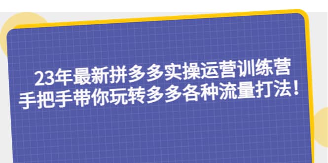 23年最新拼多多实操运营训练营：手把手带你玩转多多各种流量打法！-知创网