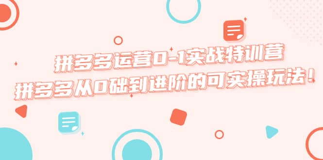 拼多多运营0-1实战特训营，拼多多从0础到进阶的可实操玩法-知创网