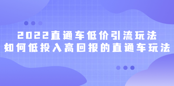 2022直通车低价引流玩法，教大家如何低投入高回报的直通车玩法-知创网