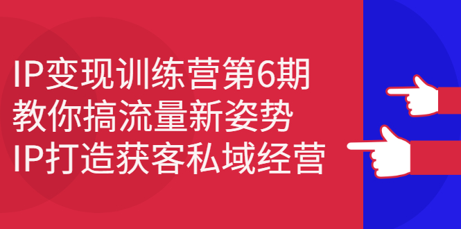 IP变现训练营第6期：教你搞流量新姿势，IP打造获客私域经营-知创网