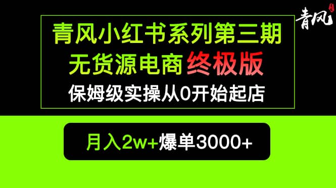 小红书无货源电商爆单终极版【视频教程+实战手册】保姆级实操从0起店爆单-知创网