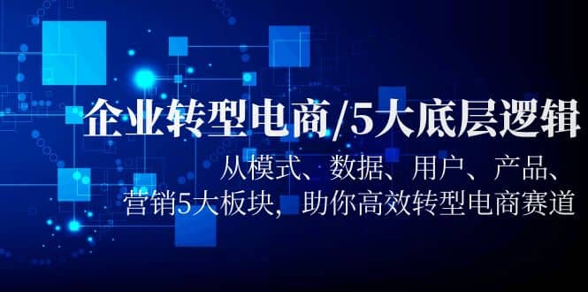 企业转型电商/5大底层逻辑，从模式 数据 用户 产品 营销5大板块，高效转型-知创网