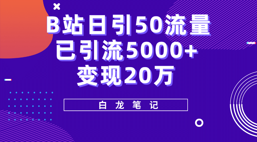 B站日引50 流量，实战已引流5000 变现20万，超级实操课程-知创网