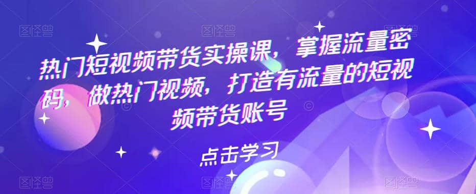 热门短视频带货实战 掌握流量密码 做热门视频 打造有流量的短视频带货账号-知创网