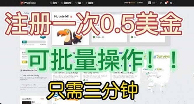 国外项目注册一次0.5美金 只需三分钟无脑操作 可批量放大 小白工作室福利-知创网