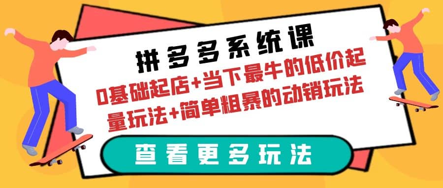 拼多多系统课：0基础起店 当下最牛的低价起量玩法 简单粗暴的动销玩法-知创网