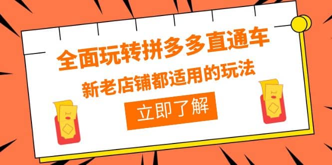 全面玩转拼多多直通车，新老店铺都适用的玩法（12节精华课）-知创网