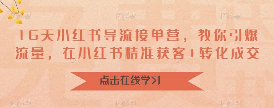 16天-小红书 导流接单营，教你引爆流量，在小红书精准获客+转化成交-知创网