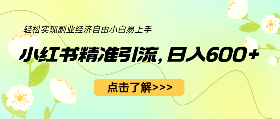 小红书精准引流，小白日入600 ，轻松实现副业经济自由（教程 1153G资源）-知创网