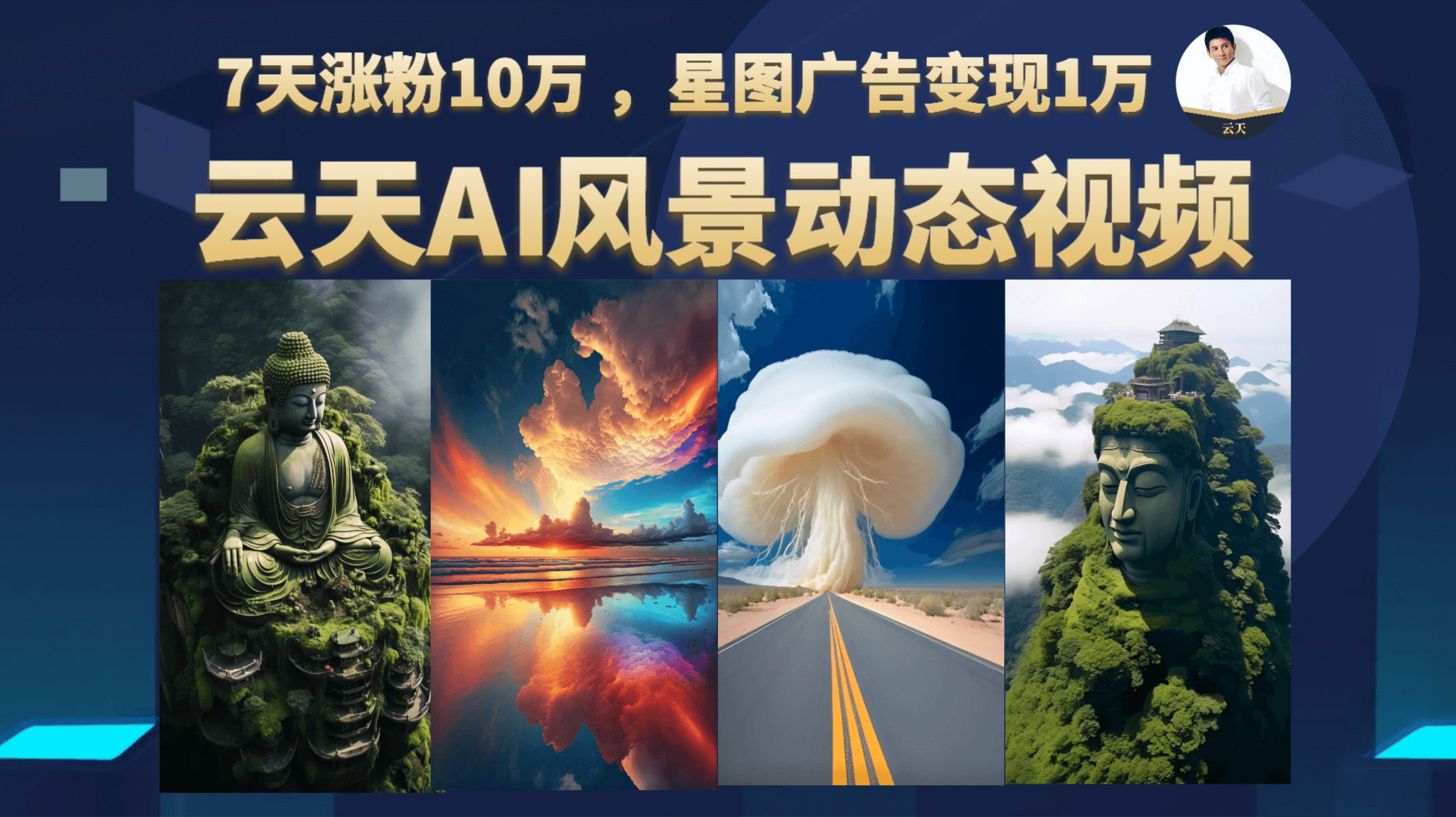 云天AI风景动图视频制作，7天涨粉10万 ，星图广告变现1万-知创网