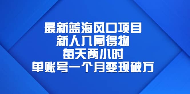 最新蓝海风口项目，新人入局得物，每天两小时，单账号一个月变现破万-知创网