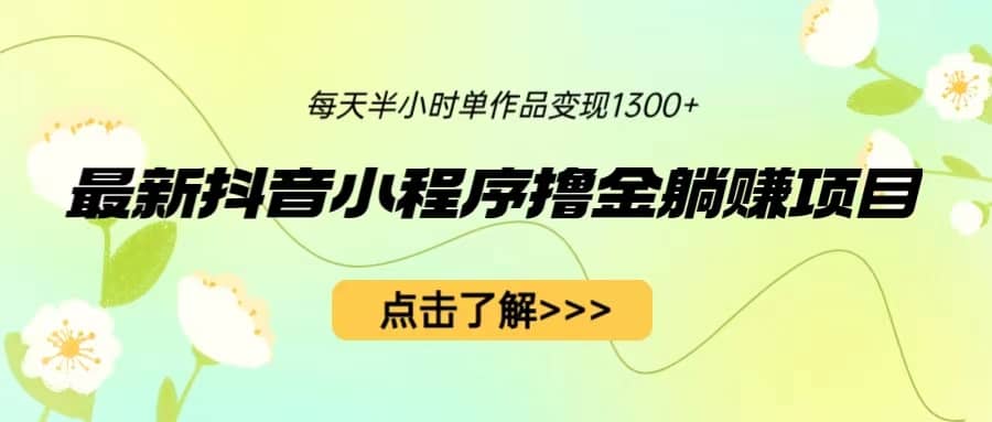 最新抖音小程序撸金躺赚项目，一部手机每天半小时，单个作品变现1300+-知创网