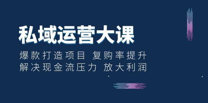 私域运营大课：爆款打造项目 复购率提升 解决现金流压力 放大利润-知创网